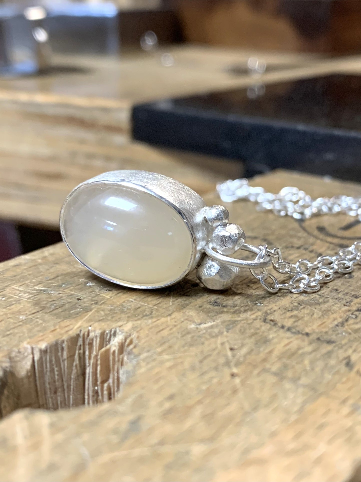 Facetdots hanger - 925 Zilver met Natuuragaat