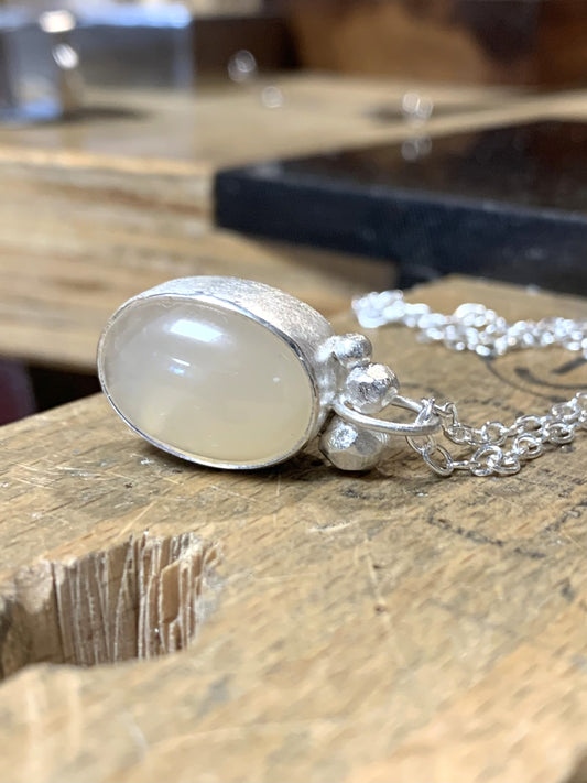 Facetdots hanger - 925 Zilver met Natuuragaat