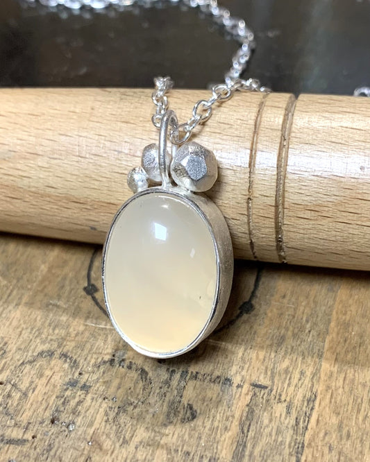 Facetdots hanger - 925 Zilver met Natuuragaat