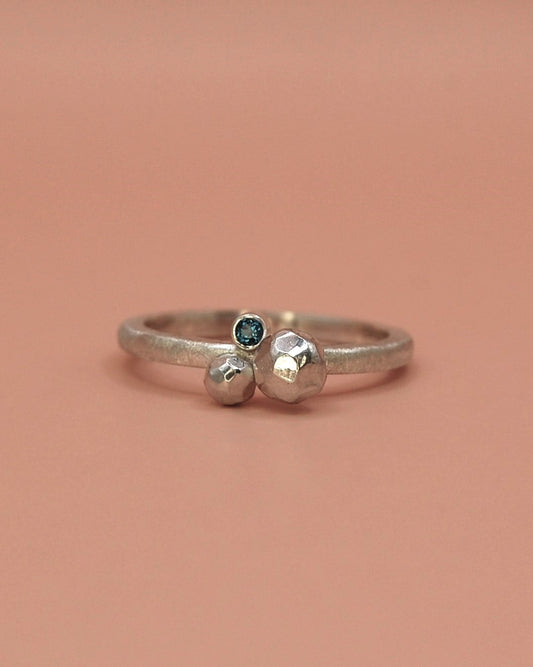 Florien Jewels Facetdots ring 925 zilver met London Blue Topaas