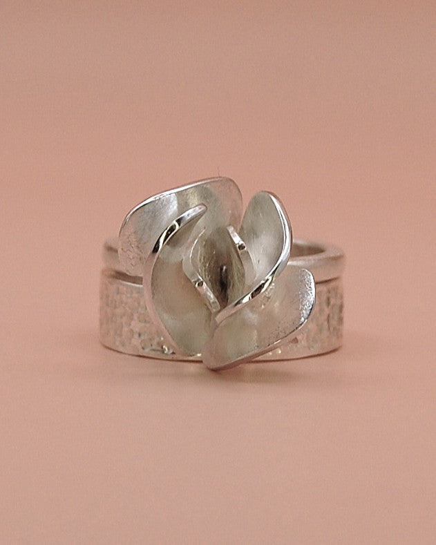 Rosa ring groot - 925 Zilver