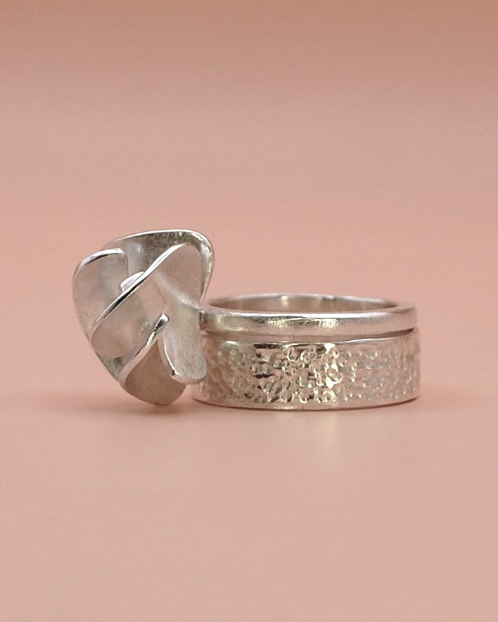 Rosa ring groot - 925 Zilver