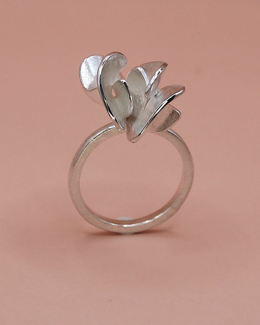 Rosa ring groot - 925 Zilver